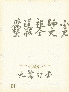 魔道祖师小说完整版全文免费阅读