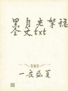 黑月光拿稳小说全文txt封面