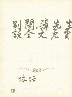 别闹,薄先生小说全文免费阅读