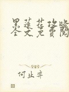 黑莲花攻略手册全文免费阅读封面