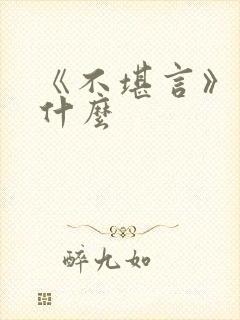 《不堪言》讲的什么封面