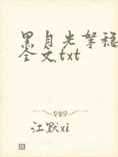 黑月光拿稳小说全文txt