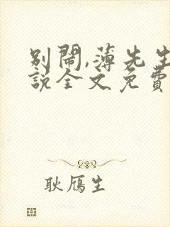 别闹,薄先生小说全文免费阅读