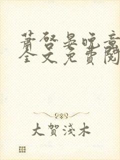 萧启晏晚意小说全文免费阅读