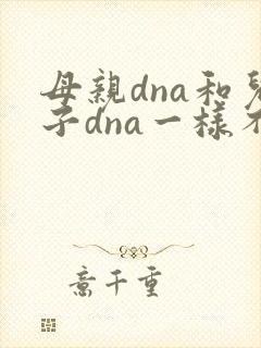 母亲dna和儿子dna一样不封面