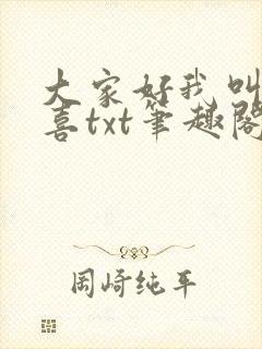 大家好我叫林小喜txt笔趣阁封面