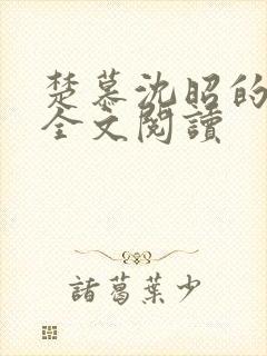 楚慕沈昭的小说全文阅读