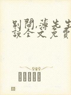 别闹,薄先生小说全文免费阅读封面