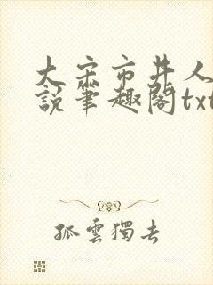 大宋市井人家小说笔趣阁txt