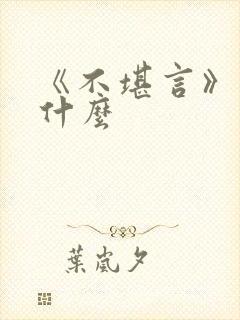 《不堪言》讲的什么