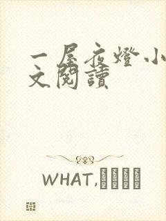 一屋夜灯小说全文阅读