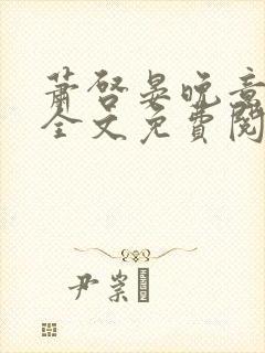 萧启晏晚意小说全文免费阅读