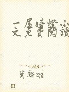 一屋暗灯小说全文免费阅读封面