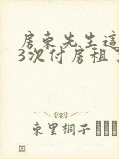 房东先生这是第3次付房租了封面