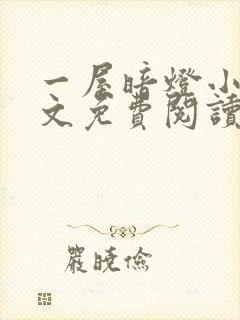 一屋暗灯小说全文免费阅读封面