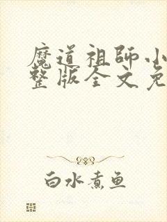 魔道祖师小说完整版全文免费阅读