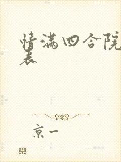 情满四合院演员表封面