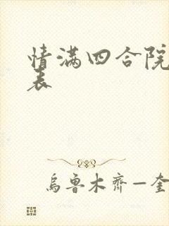 情满四合院演员表封面