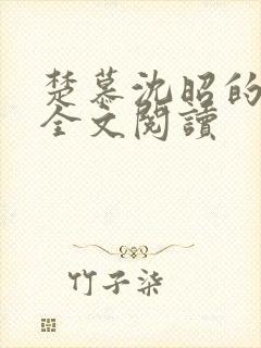 楚慕沈昭的小说全文阅读