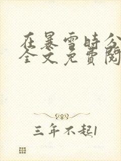 在暴雪时分小说全文免费阅读