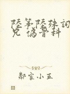 陆筝陆殊词 养兄 伪骨科封面