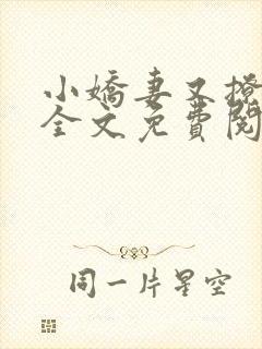小娇妻又撩又甜全文免费阅读封面