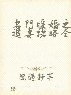 名门暖婚之权爷追妻攻略全文免费阅读