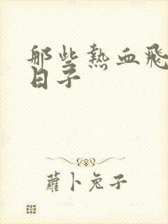 那些热血飞扬的日子