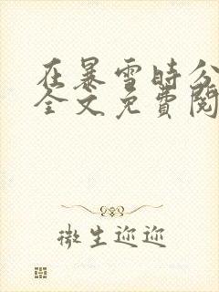 在暴雪时分小说全文免费阅读