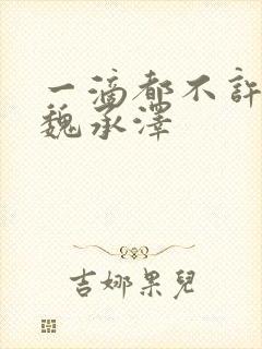 一滴都不许漏 魏承泽封面