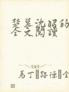 楚慕沈昭的小说全文阅读