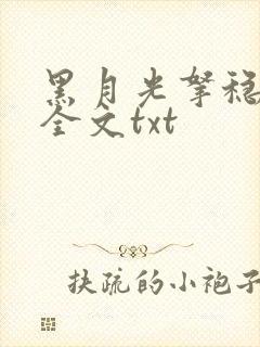 黑月光拿稳小说全文txt封面