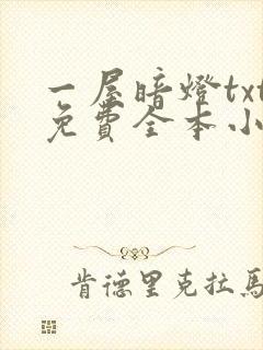 一屋暗灯txt免费全本小说电子书