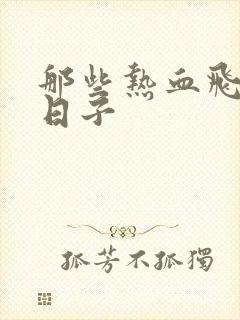 那些热血飞扬的日子