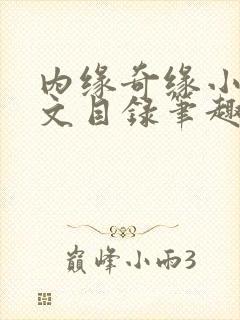 内缘奇缘小说全文目录笔趣阁