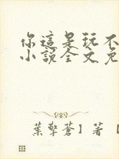 你这是玩不起呀小说全文免费阅读封面