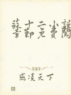 苏十二小说最新章节免费阅读下载