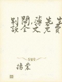 别闹,薄先生小说全文免费阅读封面