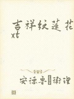 吉祥纹莲花楼txt