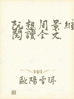 阮想周景维免费阅读全文封面