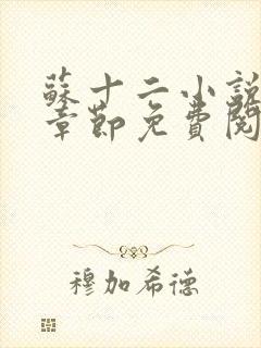 苏十二小说最新章节免费阅读全文封面