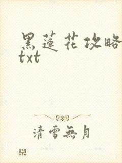 黑莲花攻略手册txt