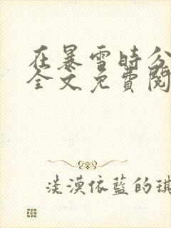 在暴雪时分小说全文免费阅读