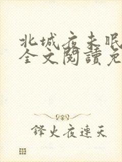 北城夜未眠小说全文阅读免费