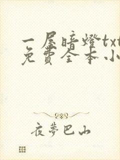 一屋暗灯txt免费全本小说电子书