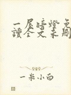 一屋暗灯免费阅读全文未删减封面