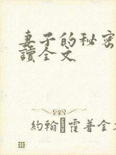 妻子的秘密免费读全文封面