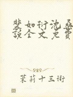 裴如衍沈桑宁小说全文免费阅读