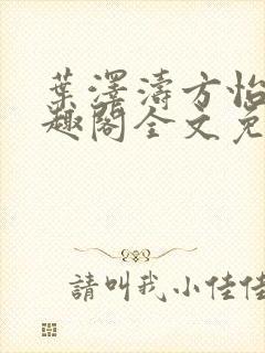 叶泽涛方怡梅笔趣阁全文免费阅读封面