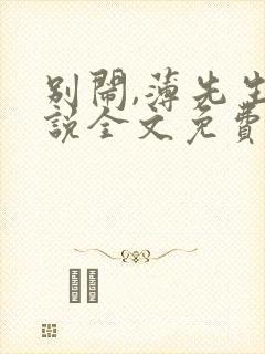 别闹,薄先生小说全文免费阅读